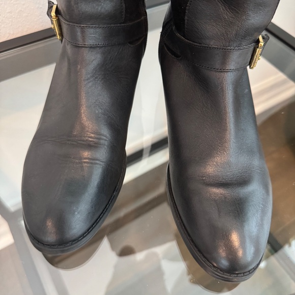 LAUREN RALPH LAUREN Marion -W Women’s Black Leather & Suede Zip Riding Boot 9W - Picture 5 of 16